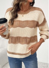 Beige Long Sleeve Round Neck Sweater
