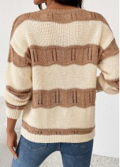 Beige Long Sleeve Round Neck Sweater | thumb picture 