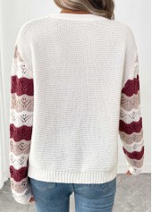 White Long Sleeve Round Neck Sweater | thumb picture 