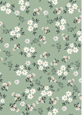 Sage Green Floral Print 3/4 Sleeve V Neck Blouse 4