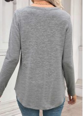 Grey Tummy Coverage Long Sleeve V Neck T Shirt | thumb picture 