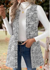 Black Graffiti Print Sleeveless Round Neck Waistcoat