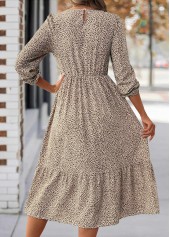 Light Coffee Tummy Coverage Leopard Long Sleeve Dress | thumb picture 