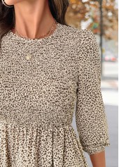 Light Coffee Tummy Coverage Leopard Long Sleeve Dress | thumb picture 