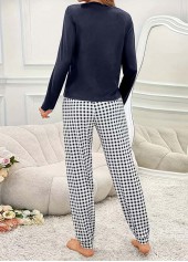 Navy Plaid Long Sleeve Lounge Top and Pants | thumb picture 