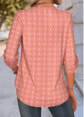 Dusty Pink Tummy Coverage Long Sleeve V Neck Blouse | thumb picture 
