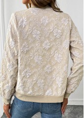 Light Coffee Zipper Long Sleeve Stand Collar Jacket | thumb picture 