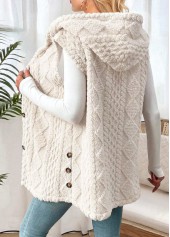Beige Tummy Coverage Sleeveless Hooded Waistcoat | thumb picture 