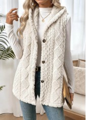 Beige Tummy Coverage Sleeveless Hooded Waistcoat | thumb picture 