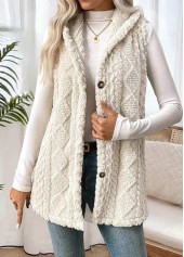 Beige Tummy Coverage Sleeveless Hooded Waistcoat