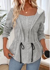 Light Grey Marl Tummy Coverage Long Sleeve Track Jacket