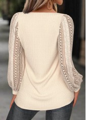 Beige Long Sleeve Heart Collar T Shirt | thumb picture 