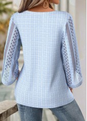 Light Blue 3/4 Sleeve Round Neck Blouse | thumb picture 