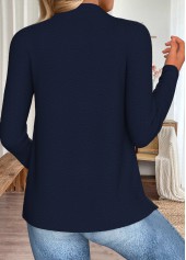 Navy Open Front Long Sleeve Coat | thumb picture 