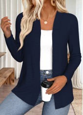 Navy Open Front Long Sleeve Coat | thumb picture 