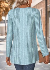 Dusty Blue Long Sleeve Fake Two Piece Twinset | thumb picture 