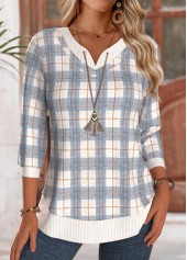 Blue Tummy Coverage Plaid Long Sleeve T Shirt | thumb picture 
