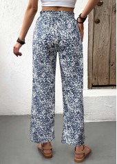 Light Blue Ditsy Floral Print Straight Leg Pants | thumb picture 