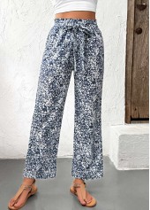 Light Blue Ditsy Floral Print Straight Leg Pants