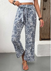 Light Blue Ditsy Floral Print Straight Leg Pants | thumb picture 