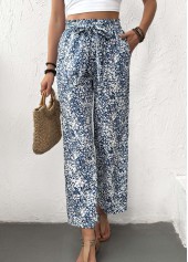 Light Blue Ditsy Floral Print Straight Leg Pants | thumb picture 