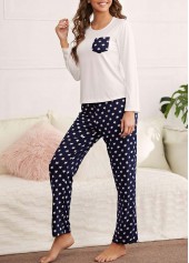 White Star Print Long Sleeve Lounge Top and Pants | thumb picture 