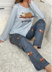 Dusty Blue Animal Print Lounge Top and Pants