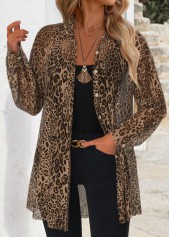 Light Coffee Tummy Coverage Leopard Long Sleeve Shirt | thumb picture 
