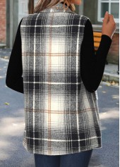Black Tummy Coverage Plaid Sleeveless Lapel Waistcoat | thumb picture 