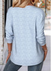 Light Blue Tummy Coverage Plaid Long Sleeve Sweatshirt | thumb picture 