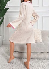 Beige Long Sleeve Turn Down Collar Nightdress | thumb picture 