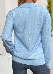 Light Blue Tummy Coverage Plaid Long Sleeve Sweatshirt | thumb picture 