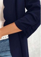 Navy Scalloped Hem 3/4 Sleeve Light Cardigan | thumb picture 