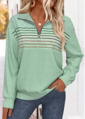 Sage Green Tummy Coverage Striped Long Sleeve Sweatshirt | thumb picture 