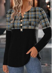 Black Tummy Coverage Plaid Long Sleeve T Shirt | thumb picture 
