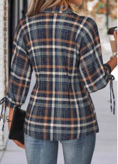 Multi Color Tummy Coverage Plaid 3/4 Sleeve Blouse | thumb picture 