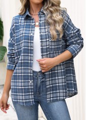 Blue Patch Pocket Plaid Long Sleeve Shirt | thumb picture 