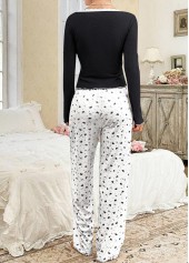 Black Ditsy Floral Print Lounge Top and Pants | thumb picture 