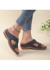 Dark Blue Open Toe Low Heel Sliders | thumb picture 