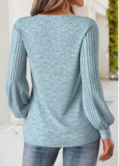 Dusty Blue Tummy Coverage Long Sleeve V Neck Sweatshirt | thumb picture 