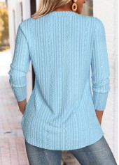 Blue Tummy Coverage Long Sleeve Split Neck Blouse | thumb picture 