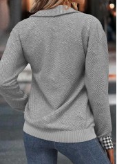 Light Grey Tummy Coverage Plaid Long Sleeve Sweatshirt | thumb picture 