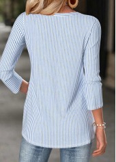 Light Blue Fake 2in1 Striped Long Sleeve T Shirt | thumb picture 