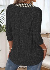 Black Tummy Coverage Plaid 3/4 Sleeve T Shirt | thumb picture 