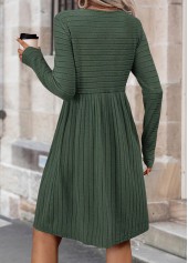 Sage Green Tummy Coverage Long Sleeve Round Neck Dress | thumb picture 