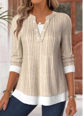 Light Camel Tummy Coverage Long Sleeve T Shirt