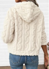 Beige Tummy Coverage Long Sleeve Hooded Coat | thumb picture 