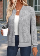 Light Grey Marl Tummy Coverage Long Sleeve Track Jacket