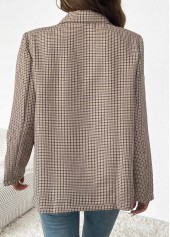 Light Coffee Double Side Pockets Plaid Long Sleeve Blazer | thumb picture 