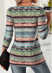 Multi Color Tummy Coverage Striped Long Sleeve T Shirt | thumb picture 